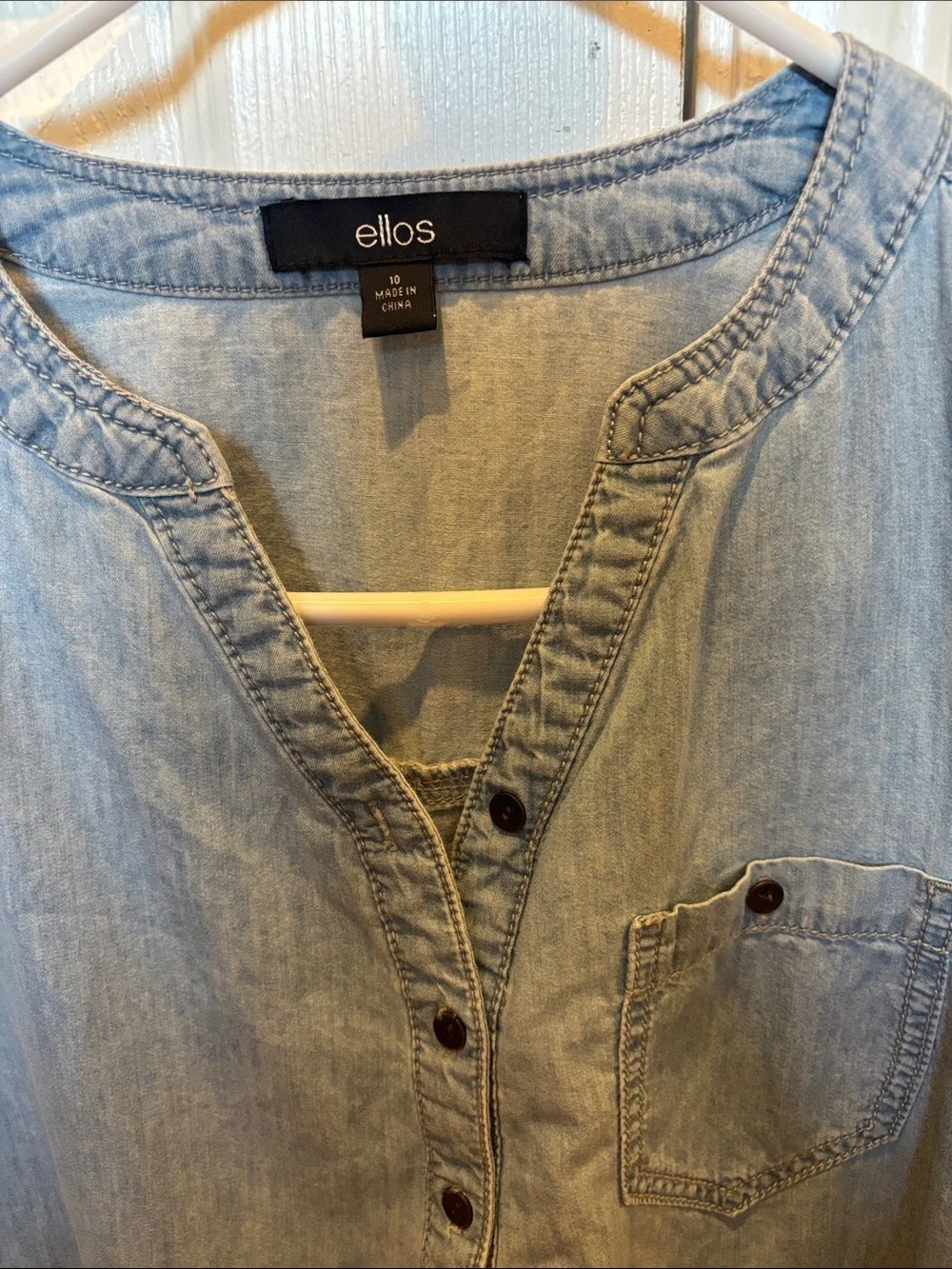 Ellos Sz 10 Light Blue Denim Tunic Top With Pockets 100% Cotton - Picture 4 of 5